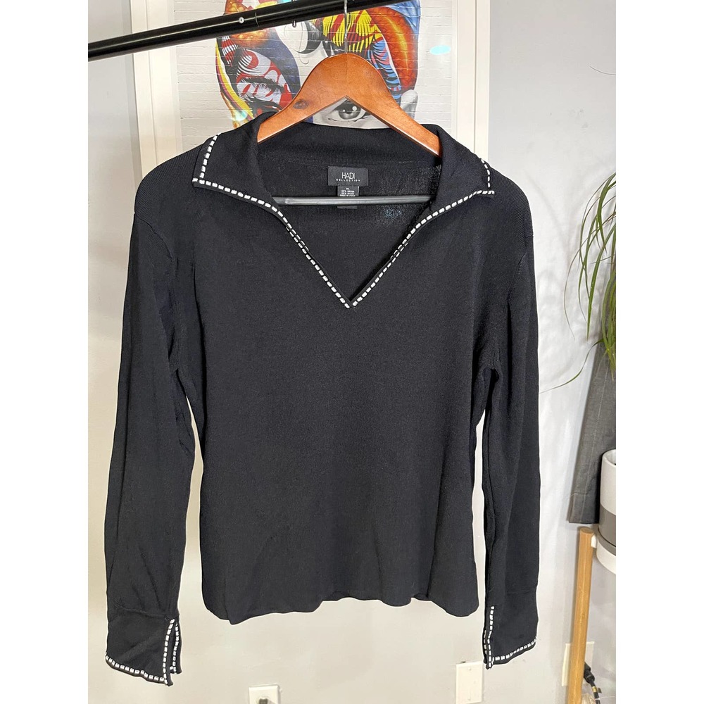 Hadi Womens Black and White Top 90s Vintage